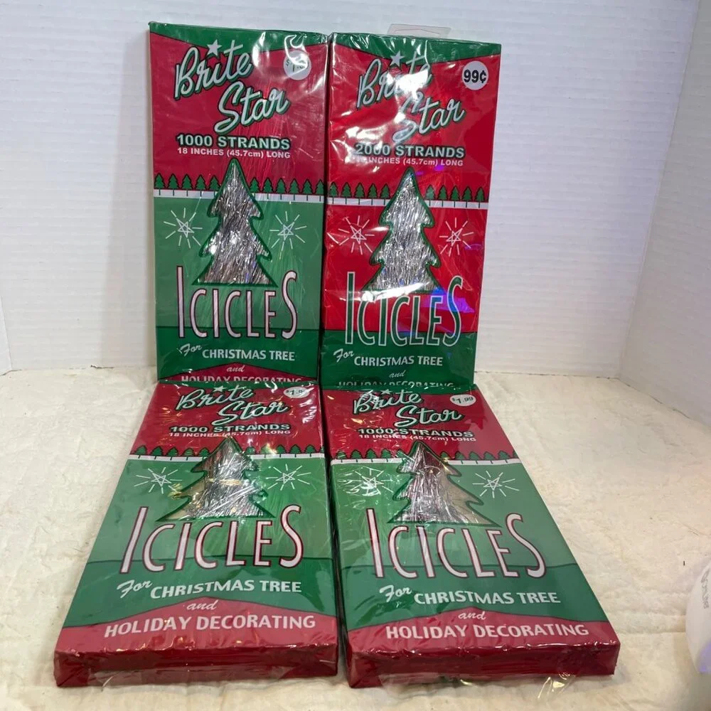 Brite Star Icicles For Christmas Tree & Holiday Decorating - 4 Packs Red/Green 1
